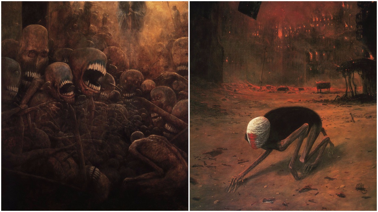 Maľby od zavraždeného poľského umelca sú plné postapokalyptickej vízie pekla, depresie a naženú vám strach