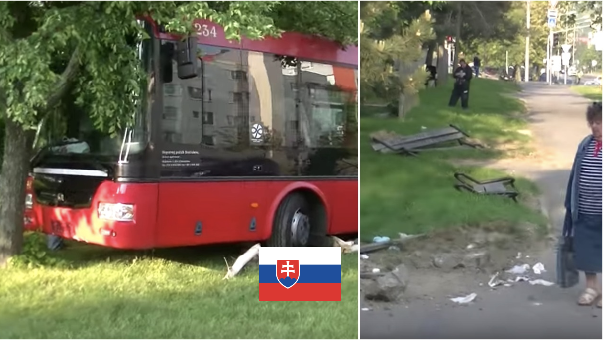 VIDEO: Vodičovi v Bratislave ušiel jeho autobus. Demoloval všetko čo mu stálo v ceste